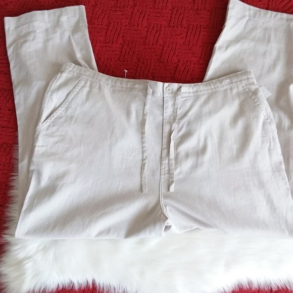 Linen Blend Pants Cubavera Khaki Elastic Adjustable Waist 3XB - Picture 6 of 9